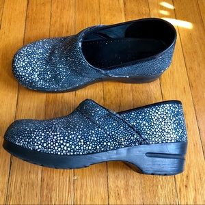 Blue Pattern Sanita Clogs